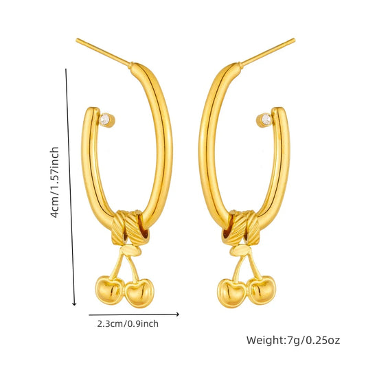 Cherry Gold Hoops